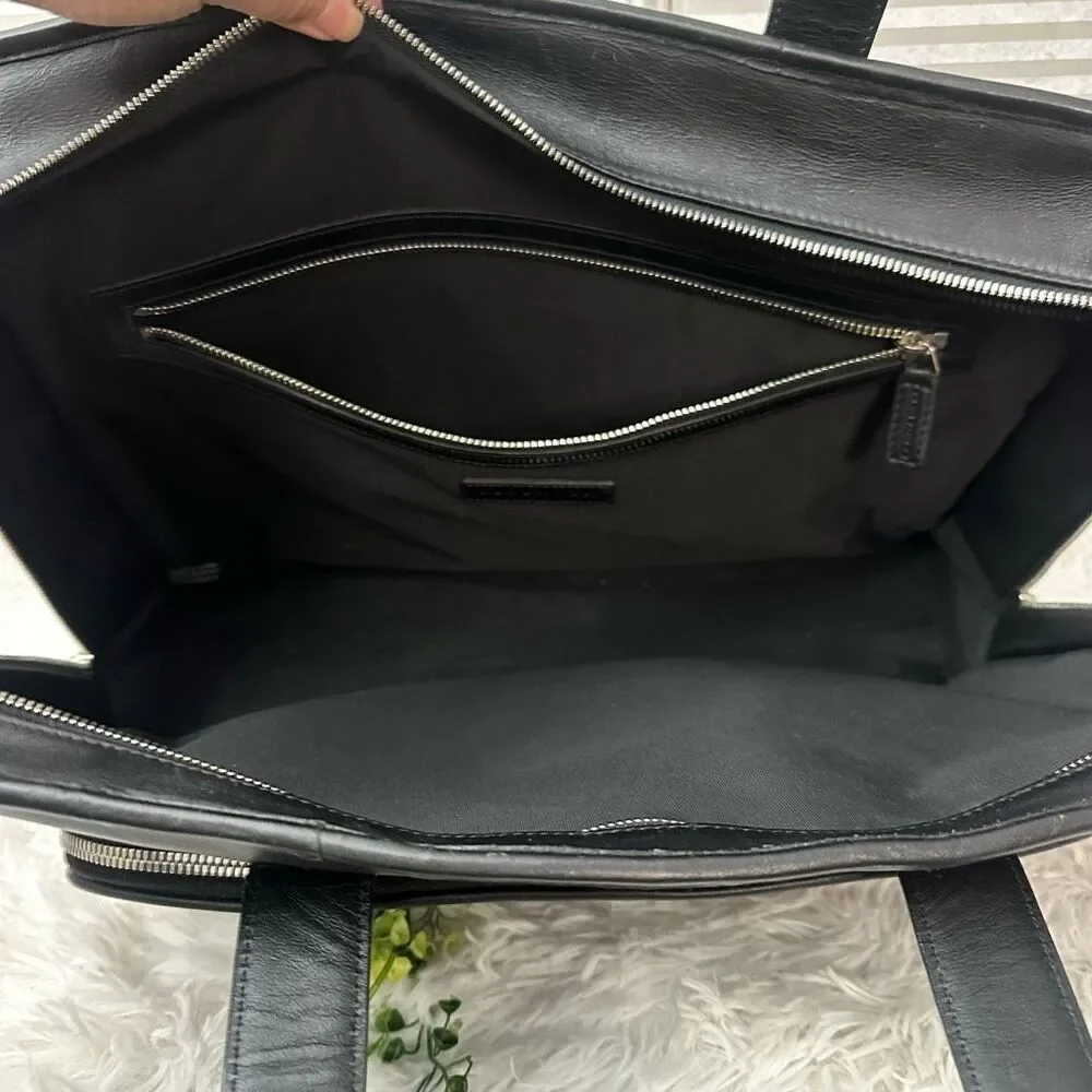 Levenger Black Leather 16” Slim Organizer Briefcase‎ Shoulder Hand Bag